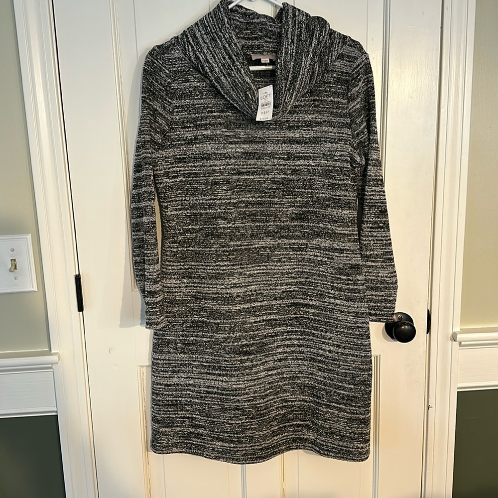 NWT Loft outlet medium petite black and gray dress.